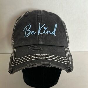Be Kind Black dad cap with blue writing NWOT